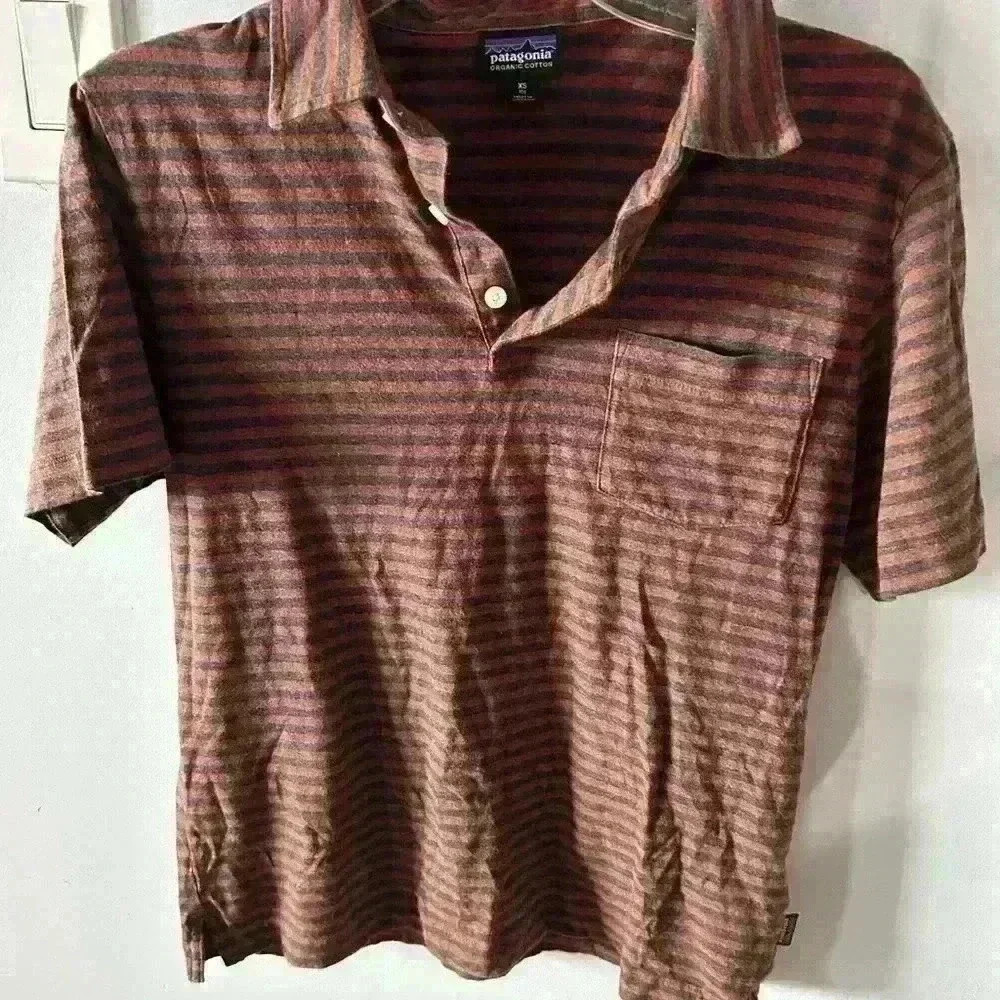 Patagonia Men’s Polo Shirt Striped Short Sleeve X Small Soft Organic Cotton - Picture 8 of 8